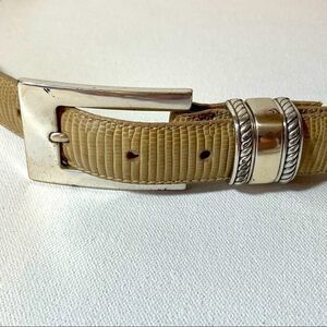 Brighton tan Crocodile belt with silver buckle ML 32